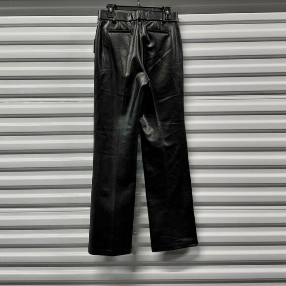 Kasper Womens Faux Leather Pants Size Small Black High Rise Pull On Office Chic - Picture 6 of 11